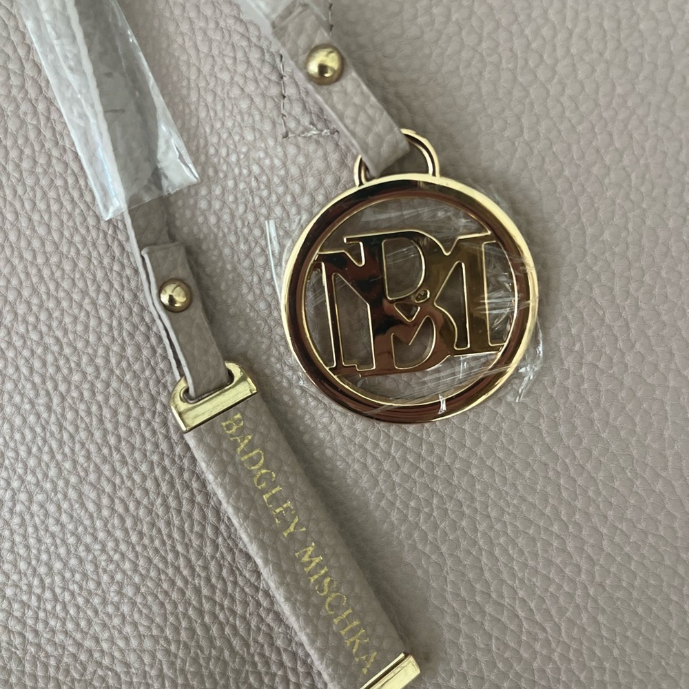 Badgley Mischka Beige Tote with Gold Details